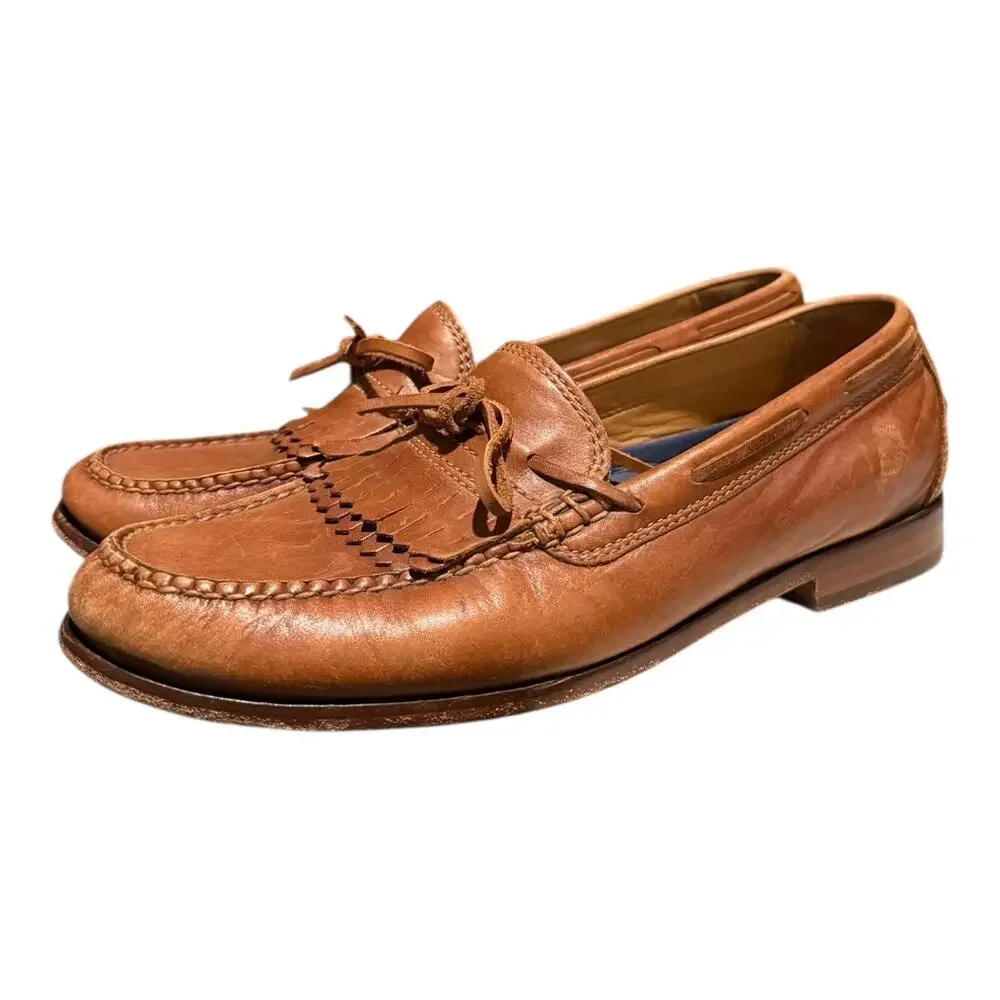 Cole Haan Pinch Men’s Tassel Kilted Leather Moccasin Cognac Brown Size 9.5 M